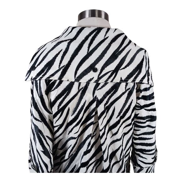 Samuel Dong Zebra Print Trench Coat Dolman Sleeves Dramatic All Season Size S - Picture 6 of 13